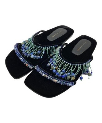 DRIES VAN NOTEN                    flat beaded sandals black WS241/1105