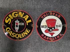 Tri-Star & Signal Gasoline Porcelain Sign Vintage