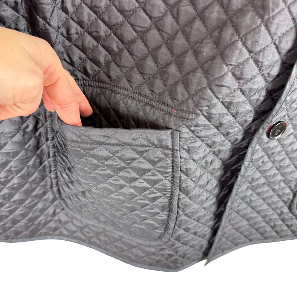 Chaqueta acolchada con botones Sag Harbor 100 % nailon reversible roja negra talla XL Foto 4 de 4