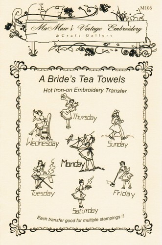 A 1940's Bride DOW Hot Iron Embroidery Transfers by MaMaw's Vintage Embroidery - Picture 2 of 2