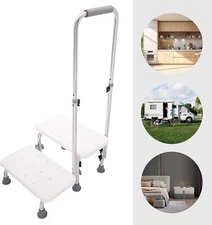 2 Step Stool with Handle for Elderly,Heavy Duty 2 Step Stool with Handrail