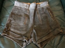 Vintage boys Lederhosen gray leather short pants 23-inch waist German Austrian 5