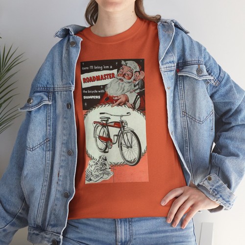 Vintage Cleveland Welding Co Roadmaster Bicycle Santa Claus Print Ad Tee, Unisex - Picture 35 of 97