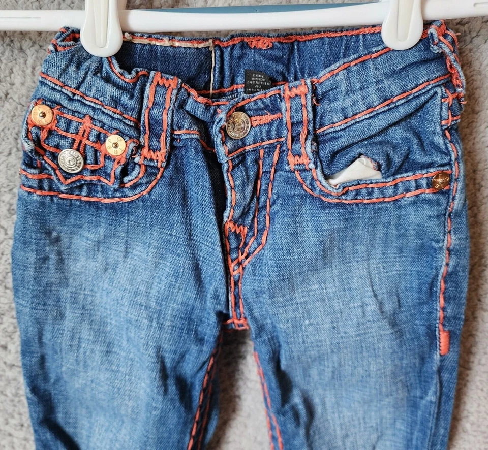 Pantalones de mezclilla True Religion para niñas Julie Super T costuras corales azules niñas pequeñas talla 4 Foto 2 de 4
