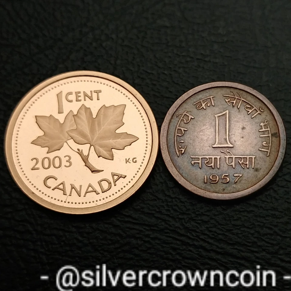 India 1 Naya Paisa 1957 B. KM#8. One Cent coin. Asoka Lion Pedestal First year S - Image 3 of 4