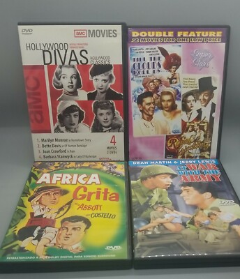 Vintage Dvd Bundle: 8 Movies AMC Divas, Double Feature, Abbott and Costello...  
