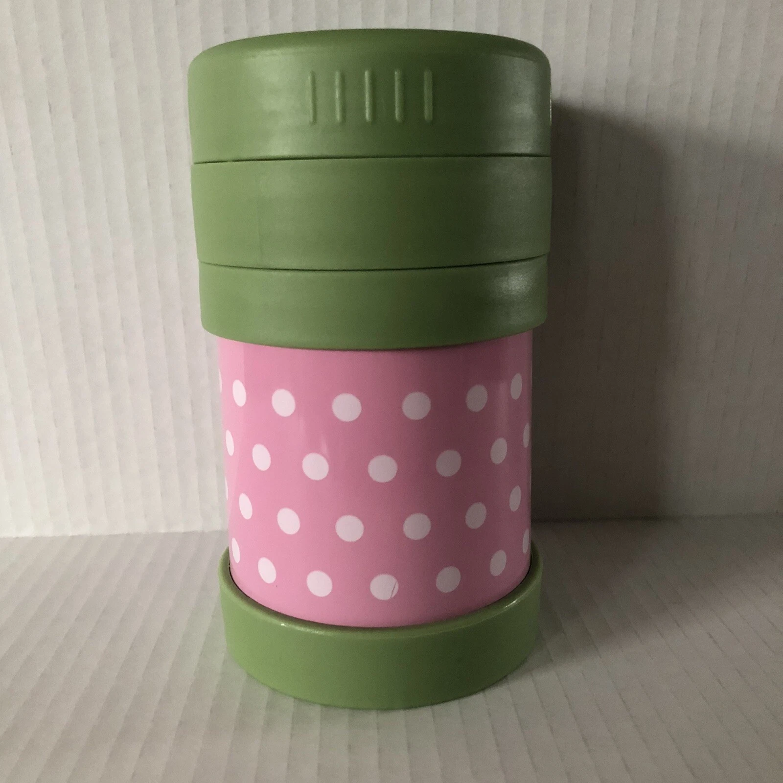 NEW! POTTERY BARN KIDS Hot & Cold Food Storage Container Green Pink Polka Dot