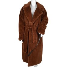 Prettylittlething Faux Fur Long Length Coat Size 10 Brown Color Dm23