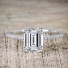 2.31ct White Emerald Cut Lab Created Diamond Engagement Ring 925 Sterling Silver