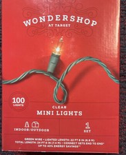 Wondershop 100 ct Clear Mini Lights Green Wire Indoor Outdoor 22  Feet 8  Inches