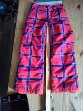 Columbia Bugaboo M 10-12 Red Pink Purple Plaid Snowpants Ski Pants Internal Grow