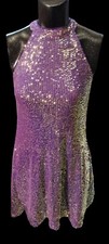 SHEIN Women's BAE Halter Neck Zip Back Sequin Dress Purple XS New