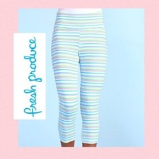 NWT FRESH PRODUCE White PROMENADE Stripe Oceanside Capri Leggings M L