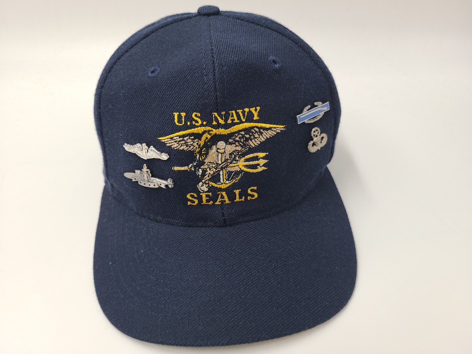 Vintage US Navy Seals Snapback Hat Cap w/ Lapels/Pins Wool Blend United States