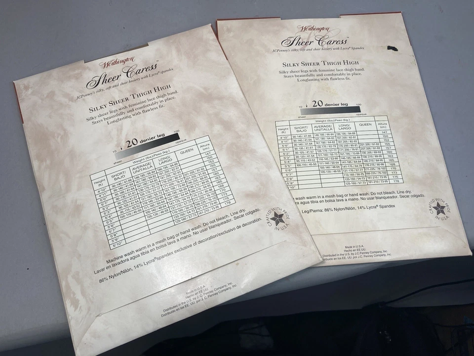 (2) Pantimedias de colección Worthington pura caricia largas sedosas transparentes arena 41 hasta el muslo Foto 3 de 4
