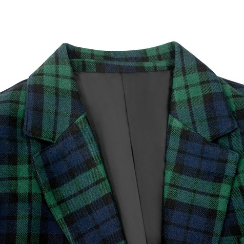 Men Suits Check Wool Blend Regular Fit Formal Notch Lapel Tuxedos Prom Jacket - Picture 3 of 38