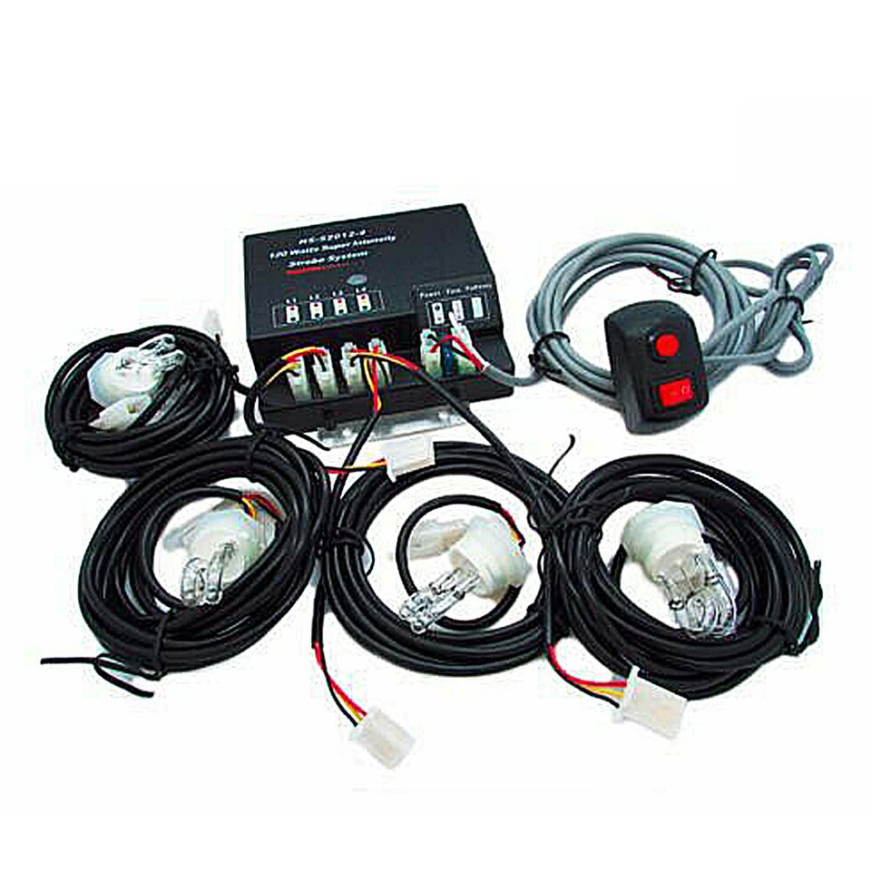 Strobe Lighting System Kit 4 HID Bulbs Hide Away Hazard Emergency