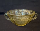 Vintage Federal Glass Yellow Depression Soup Bowl Madrid Double Handle Sugar