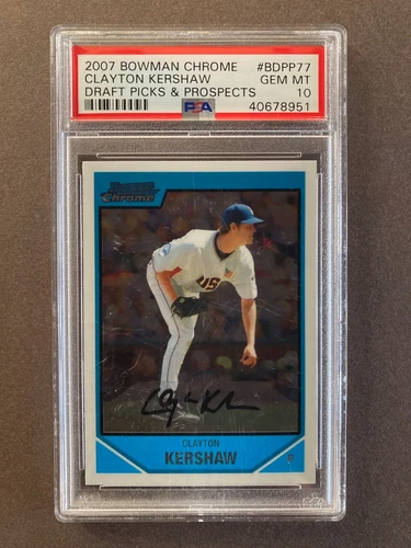 2007 Bowman Chrome #BDPP77 Clayton Kershaw, Dodgers, future HOF, PSA 10 GEM MINT