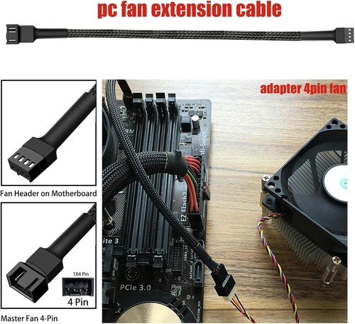 Cavo di prolunga ventola 24" PWM 4 pin prolunga ventola PC cavo di prolunga PWM (60 cm) - Foto 3 di 7