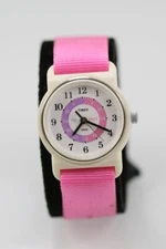 Timex Youth Watch White Plastic Water Resistant Nylon Pink Battery White Quartz