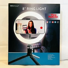 Vivitar 8 inch Led Ring Light Live Streaming Vlogger Smartphone Tripod Mount New