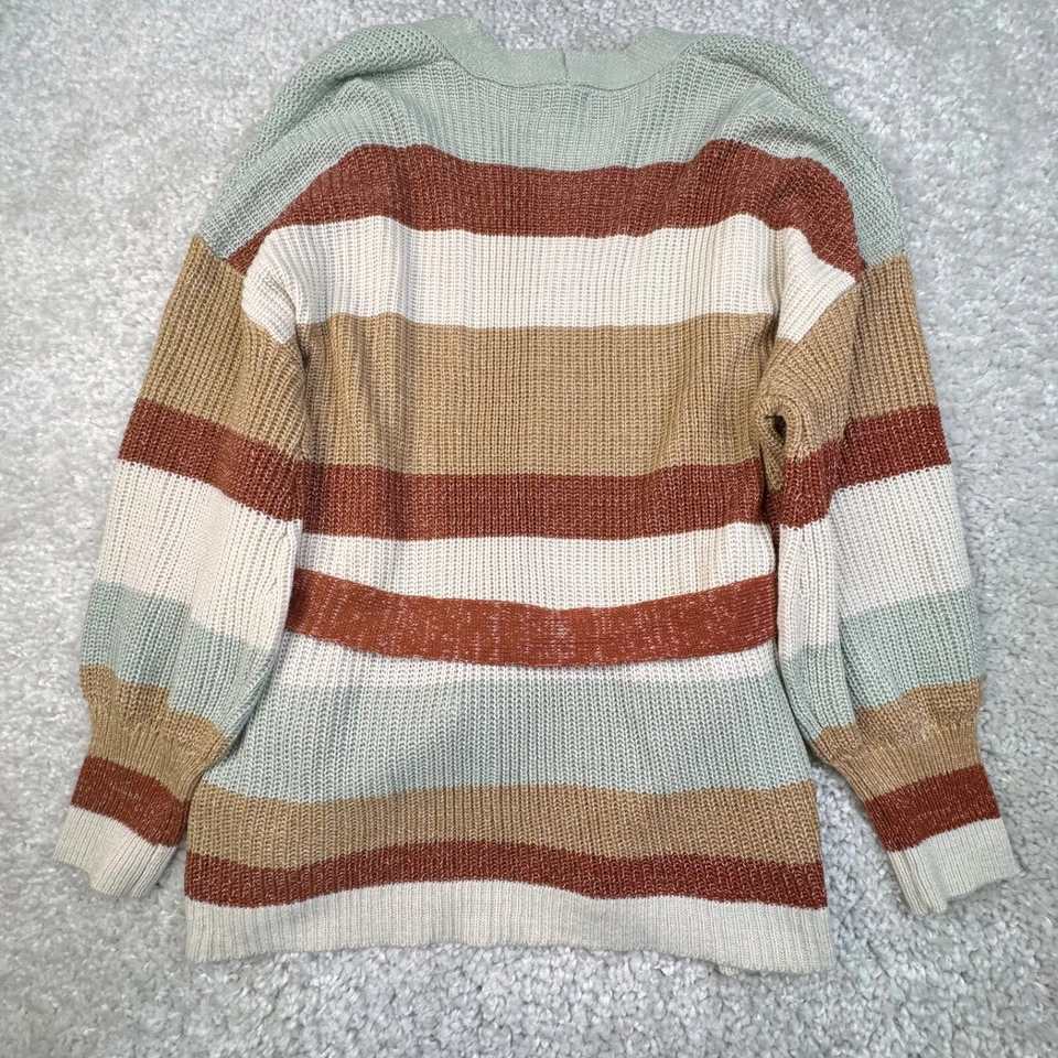 Nine West Balloon Sleeve Stripe Tie Waist Cardigan Sweater Womens XL NEW - Image 2 of 4