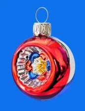 4cm MINI RED REFLECTOR BALL GERMAN BLOWN GLASS CHRISTMAS TREE ORNAMENT REFLEX