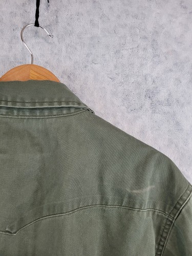 Vintage Wrangler Shirt Men Sz XL Cotton Brush popper Western Pearl Snap Green - Picture 10 of 10