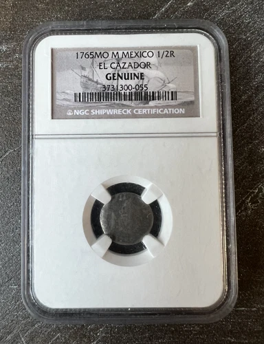 1765 MO M Mexico 1/2R El Cazador Genuine Silver Coin NGC Shipwreck Certification