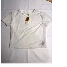 New PINK Victoria's Secret White Mesh Sheer Cropped T-Shirt Short Sleeve  NWT