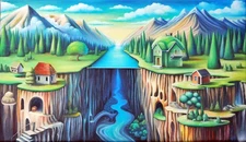 Original Surreal Oil Painting on Canvas Fantasy Landscape Art - Signed by Artist