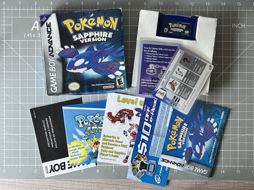 New Battery CIB Pokemon Sapphire Nintendo Gameboy Advance GBA Complete ...