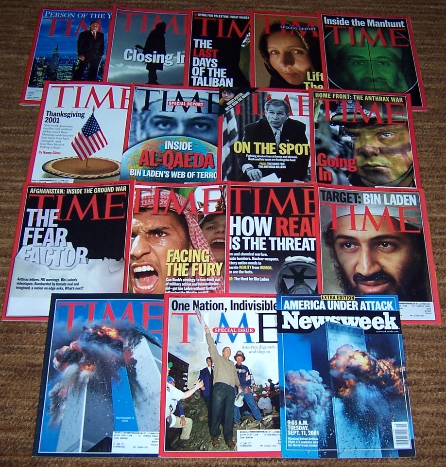 Lot of 16-9/11 TIME MAGAZINES Twin Towers Pentagon Terrorism bin Laden-all 2001 - Image 1 of 1