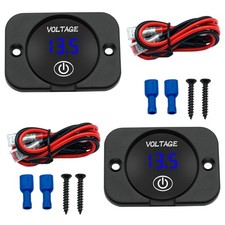 2 PCS DC 12V 24V LED Digital Battery Voltage Gauge Voltmeter Marine Boat