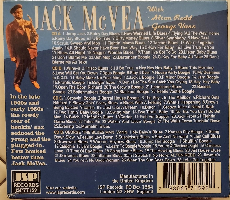 Jack McVea W Alton Redd George Vann 4CD Box Set JSP77159 New Sealed Foto 2 de 4