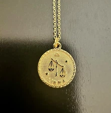 Gold Plated 925 Libra Zodiac Sign Pendant with Chain Included