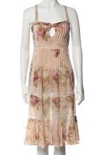 Abito vintage JOHN GALLIANO stampa floreale/giornale con volant IT 44 US 6-8 nuovo con etichette