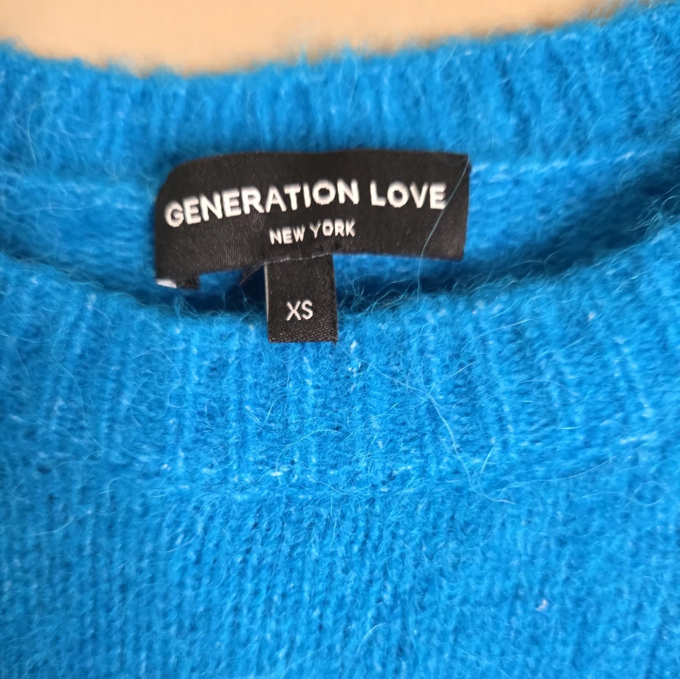 Generation Love Sweater Teal Silver Angelina Star Xs  Wool Blend Very Soft - Image 3 of 4