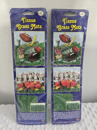 Beistle Easter Tissue Grass Mats Set (2 Mats Each Pkg). 4 Pieces 15" x 30" Green - Picture 1 of 8