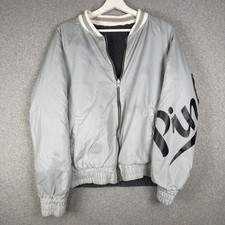 Victoria's Secret PINK VS Reversible Gray Logo Sherpa Lined Bomber Jacket Medium