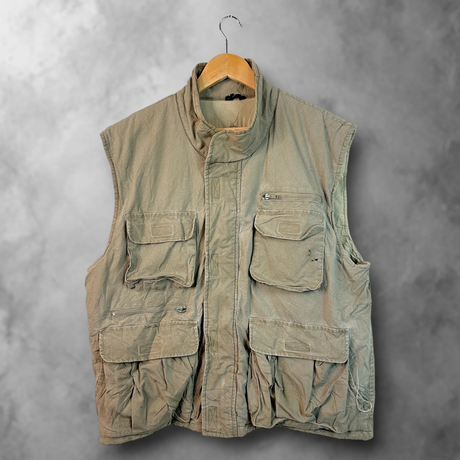 Beige Vintage Editions Van Heusen Fullzip Utility Fishing Vest Men's L