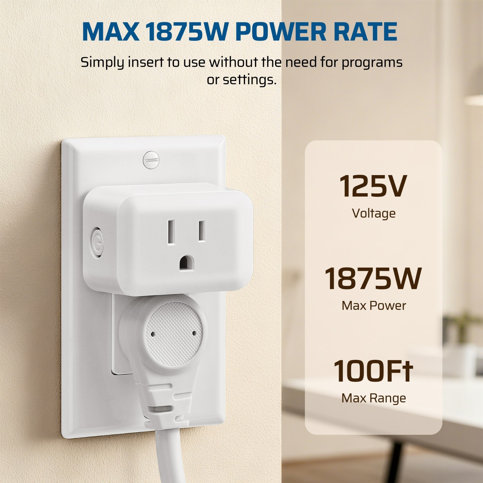 4-Button Remote Control Outlets, Wireless, for Lamps Fans Holiday Lights, 100ft