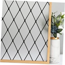  Frosted Black Lattice Window Film Static Cling Window 35.4"x118" (90x300cm)