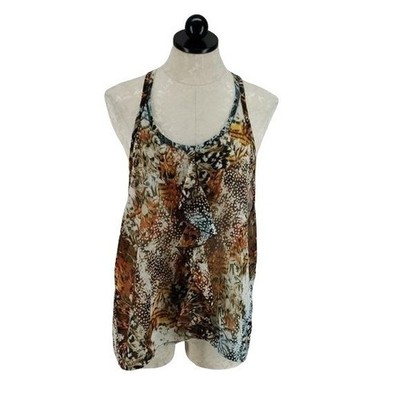 The Arte By Zenza Womens Sleeveless Racerback Blouse L Animal Print Polyester