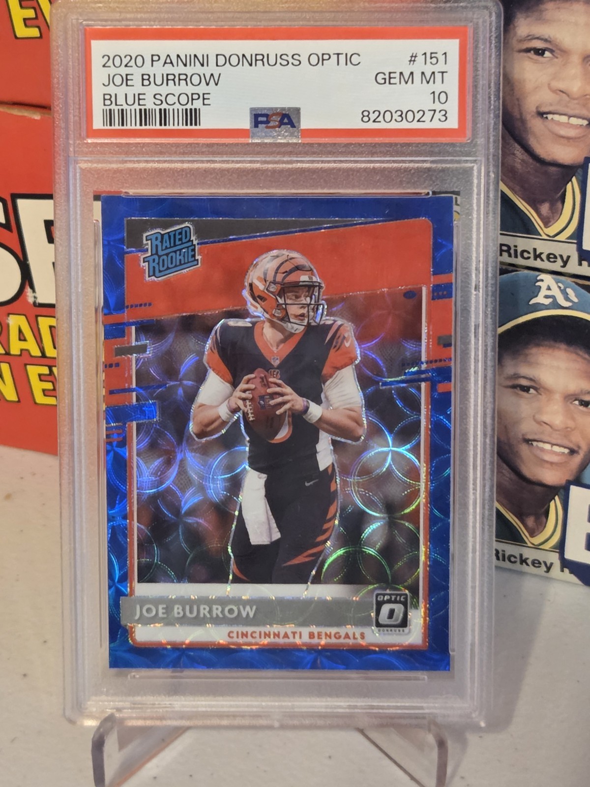 Joe Burrow RC 2020 Optic BLUE SCOPE ROOKIE Card #151 Graded PSA 10 Gem MINT