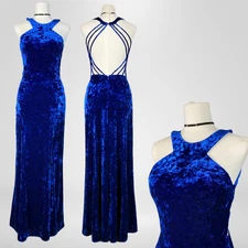 Vintage Morgan Co Womens Crushed Velvet Whimsigoth Maxi Dress Size 7/8 Backless