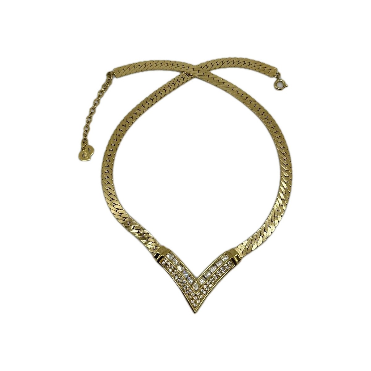 アクセサリー Vintage Christian Dior Gold Necklace Christian Dior Vintage Gold Plated CD Logo Pendant Necklace