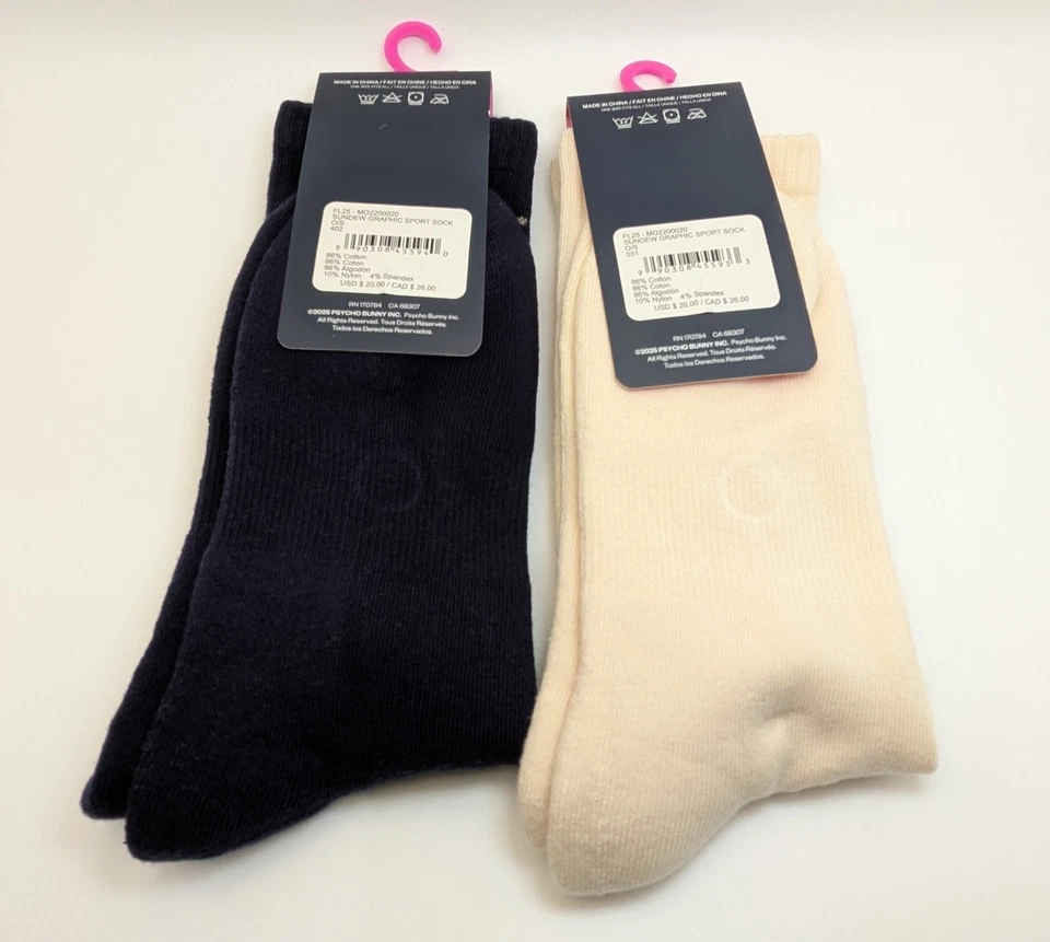 🐰Psycho Bunny SKULL & CROSSBONES 船袜 棉全新带标签 O/S 颜色:可选🐰 — 第 2/2 张图片