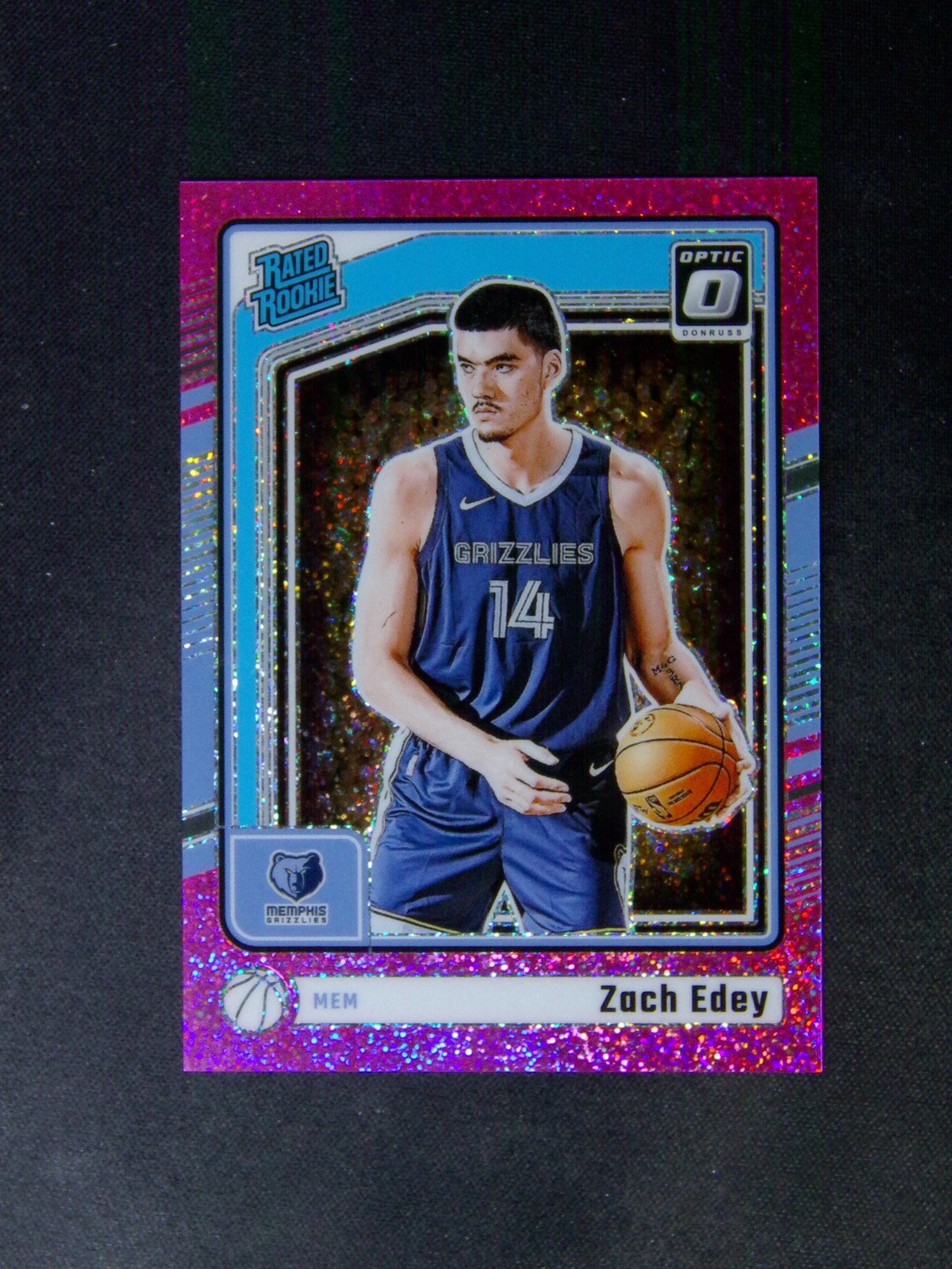 2024-25 Panini Donruss Optic Zach Edey #288 RC Rated Rookie Pink Glitter /275
